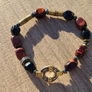 Silpada Fired Up stretch bracelet B3327 agate tigers eye Sterling silver